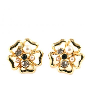 Flower Purple Stones Earrings (2030011)