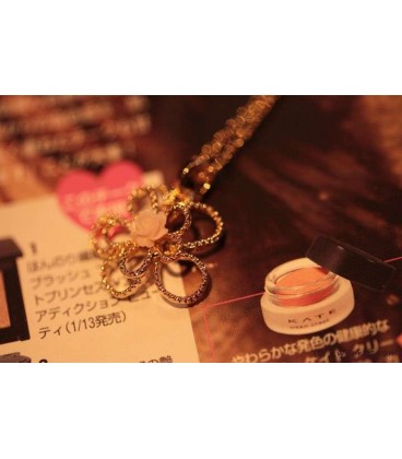 Flowery Pink Rose Necklace (3010002)