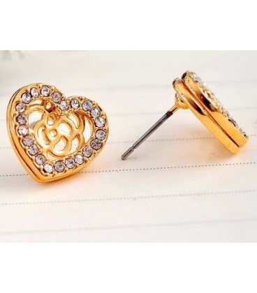 Gold Heart Crystal Earrings (2030064)