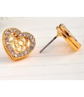 Gold Heart Crystal Earrings (2030064)