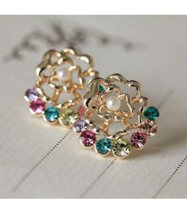 Roses Crystal Earrings (Choose Color)2020029)